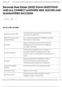 Bermuda Real Estate &lpar;2025&rpar; EXAM QUESTIONS AND ALL CORRECT ANSWERS 100&percnt; SOLVED AND GUARANTEED SUCCESS&excl;&excl;