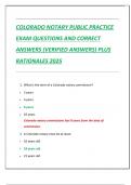 COLORADO NOTARY PUBLIC PRACTICE  EXAM QUESTIONS AND CORRECT  ANSWERS &lpar;VERIFIED ANSWERS&rpar; PLUS  RATIONALES 2025