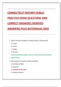 CONNECTICUT NOTARY PUBLIC  PRACTICE EXAM QUESTIONS AND  CORRECT ANSWERS &lpar;VERIFIED  ANSWERS&rpar; PLUS RATIONALES 2025