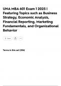 UNA MBA 601 Exam 1 2025 &vert; Featuring Topics such as Business Strategy&comma; Economic Analysis&comma; Financial Reporting&comma; Marketing Fundamentals&comma; and Organizational Behavior