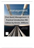 Management&colon; A Practical Introduction &ndash; Test Bank &vert; Kinicki & Williams &vert; 9th Edition &vert; Practice Questions with Answers