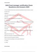 AAA Food manager certification Exam Questions and Answers 2025