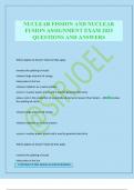 NUCLEAR FISSION AND NUCLEAR FUSION ASSIGNMENT EXAM 2025 QUESTIONS AND ANSWERS