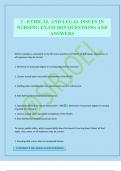 3 - ETHICAL AND LEGAL ISSUES IN NURSING EXAM 2025 QUESTIONS AND ANSWERS