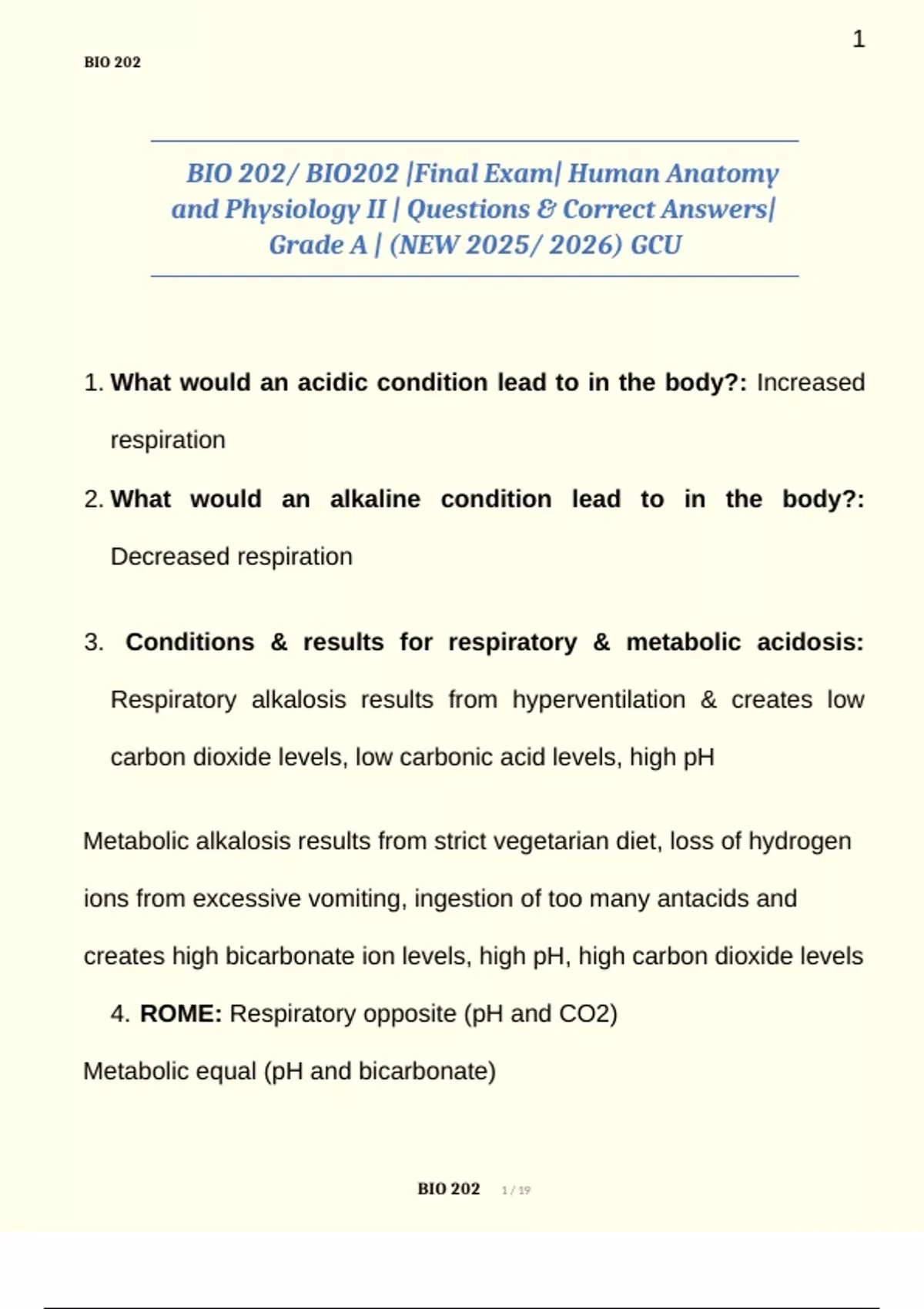 BIO 202/ BIO202 |Final Exam| Human Anatomy and Physiology II ...
