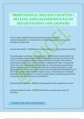 PROFESSIONAL SELLING CHAPTER 1 SELLING AND SALESPEOPLE EXAM 2025 QUESTIONS AND ANSWERS