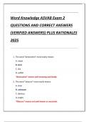 Compilation bundle for Word Knowledge ASVAB Exams  QUESTIONS AND CORRECT ANSWERS &lpar;VERIFIED ANSWERS&rpar; PLUS RATIONALES 2025