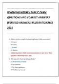 WYOMING NOTARY PUBLIC EXAM  QUESTIONS AND CORRECT ANSWERS  &lpar;VERIFIED ANSWERS&rpar; PLUS RATIONALES  2025