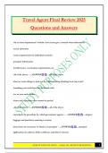 Travel Agent Final Review 2025 Questions and Answers
