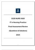 NURS 3620 D220 IT in Nursing Practice - FA Review &lpar;Qns & Ans&rpar;