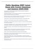 Public Speaking DSST &ndash; Latest Exam with Correct Questions and Answers &lpar;2025&sol;2026&rpar; &ndash; Complete Practice Set for Exam Mastery