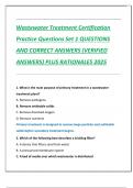 Wastewater Treatment Certification  Practice Questions Set 1 QUESTIONS  AND CORRECT ANSWERS &lpar;VERIFIED  ANSWERS&rpar; PLUS RATIONALES 2025