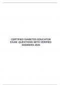 CERTIFIED DIABETES EDUCATOR EXAM -QUESTIONS WITH VERIFIED ANSWERS 2025 &emsp;