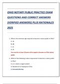 OHIO NOTARY PUBLIC PRACTICE EXAM  QUESTIONS AND CORRECT ANSWERS  &lpar;VERIFIED ANSWERS&rpar; PLUS RATIONALES  2025