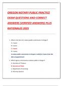 OREGON NOTARY PUBLIC PRACTICE  EXAM QUESTIONS AND CORRECT  ANSWERS &lpar;VERIFIED ANSWERS&rpar; PLUS  RATIONALES 2025