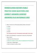 PENNSYLVANIA NOTARY PUBLIC  PRACTICE EXAM QUESTIONS AND  CORRECT ANSWERS &lpar;VERIFIED  ANSWERS&rpar; PLUS RATIONALES 2025
