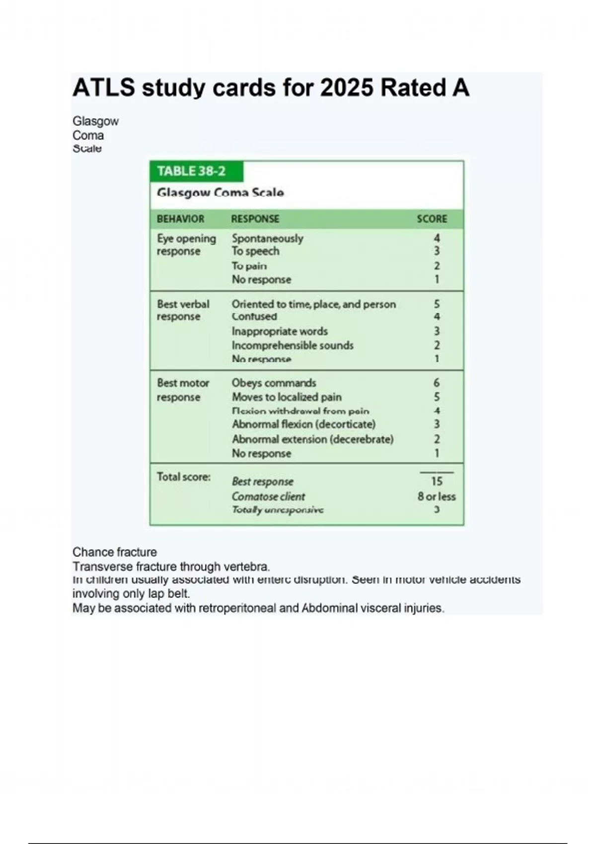 ATLS study cards for 2025 Rated A - Advanced Life Support ATLS - Stuvia US