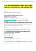 NSG 521 Fundamentals&sol;Health Assessment ACTUAL EXAM QUESTIONS AND ANSWERS 2025