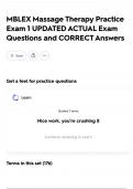 MBLEX Massage Therapy Practice Exam 1 UPDATED ACTUAL Exam Questions and CORRECT Answers