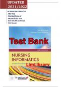 TEST BANK FOR NURSING INFORMATICS AND THE FOUNDATION OF KNOWLEDGE&comma; 4TH EDITION MCGONIGLE&semi; VERIFIED ANSWERS &vert; LATEST TEST BANK