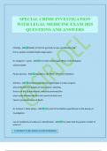 SPECIAL CRIME INVESTIGATION WITH LEGAL MEDICINE EXAM 2025 QUESTIONS AND ANSWERS