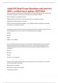 Adult III Final Exam Questions and answers  100&percnt; verified latest update 2025&sol;2026