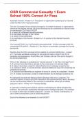 CISR Commercial Casualty 1 Exam Solved 100&percnt; Correct A&plus; Pass