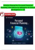 Solution Manual for Personal Financial Planning&comma; 16th Edition 2025 by Randy Billingsley&comma; Lawrence J&period; Gitman&comma; Verified