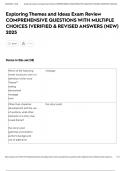 Exploring Themes and Ideas Exam Review COMPREHENSIVE QUESTIONS WITH MULTIPLE CHOICES &vert;VERIFIED & REVISED ANSWERS &lpar;NEW&rpar; 2025
