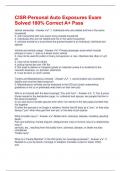 CISR-Personal Auto Exposures Exam Solved 100&percnt; Correct A&plus; Pass