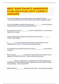 MSSC MAINTENANCE AWARENESS EXAM QUESTIONS WITH CORRECT ANSWERS 