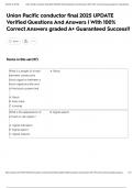 Union Pacific conductor final 2025 UPDATE Verified Questions And Answers &vert; With 100&percnt; Correct Answers graded A&plus; Guaranteed Success&excl;&excl;