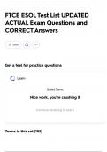 FTCE ESOL Test List UPDATED ACTUAL Exam Questions and CORRECT Answers