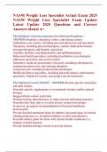 NASM Weight Loss Specialist Actual Exam 2025  NASM Weight Loss Specialist Exam Update  Latest Update 2025 Questions and Correct  Answers Rated A&plus;