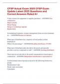 CFSP Actual Exam 2025 CFSP Exam  Update Latest 2025 Questions and  Correct Answers Rated A&plus; 