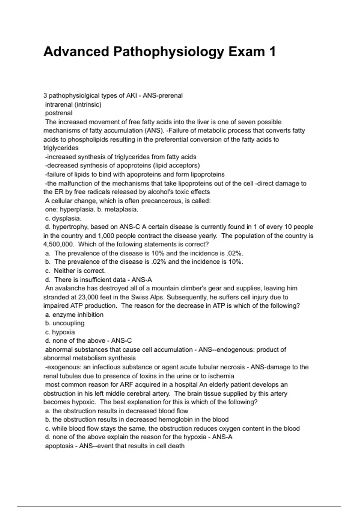 Advanced Pathophysiology Exam 1 NEWEST 2025/2026 ACTUAL EXAM COMPLETE ...