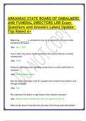 ARKANSAS STATE BOARD OF EMBALMERS AND FUNERAL DIRECTORS LRR Exam Questions and Answers Latest Update Top Rated A&plus;&period;pdf