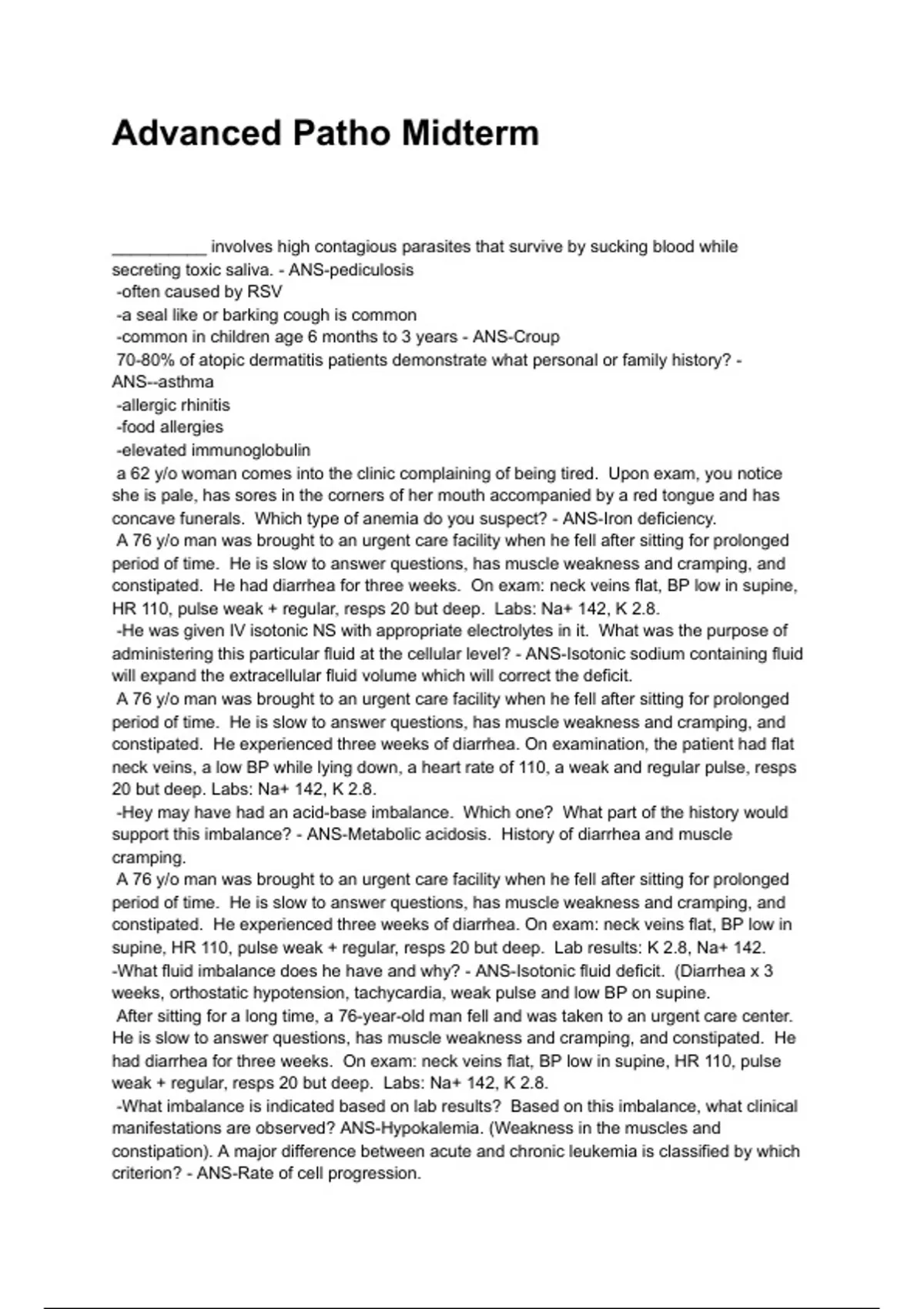 Advanced Patho Midterm NEWEST 2025/2026 ACTUAL EXAM COMPLETE QUESTIONS ...