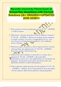 Maryville University Pharm Exam 2&vert;&vert; Actual Key Questions with Correct Solutions &vert;&vert;A&plus; GRADED<<UPDATED 2025-2026>>