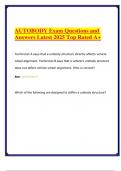 AUTOBODY Exam Questions and Answers Latest 2025 Top Rated A&plus;&period;
