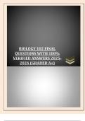 BIOLOGY 102 FINAL  QUESTIONS WITH 100&percnt;  VERIFIED ANSWERS 2025 -2026 &lpar;GRADED A&plus;&rpar;