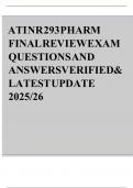 ATI NR 293 PHARM FINAL REVIEW EXAM QUESTIONS AND ANSWERS VERIFIED & LATEST UPDATE