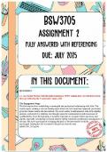 BSW3705 Assignment 2 Memo &vert; Due July 2025