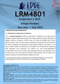 LRM4801 Assignment 2 &lpar;100&percnt; ANSWERS&rpar; 2025 - DUE 7 July 2025