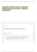 UNITED STATES POSTAL SERVICE QUESTIONS WITH 100&percnt; CORRECT ANSWERS&excl;&excl;