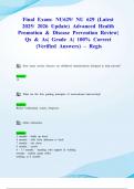 Final Exam&colon; NU629&sol; NU 629 &lpar;Latest 2025&sol; 2026 Update&rpar; Advanced Health Promotion & Disease Prevention Review&vert; Qs & As&vert; Grade A&vert; 100&percnt; Correct &lpar;Verified Answers&rpar; &ndash; Regis