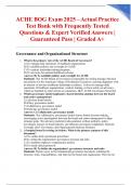 ACHE BOG Exam 2025 &ndash; Actual Practice Test Bank with Frequently Tested Questions & Expert Verified Answers &vert; Guaranteed Pass &vert; Graded A&plus;