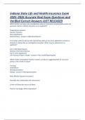 Indiana State Life and Health Insurance Exam 2025&ndash;2026 Accurate Real Exam Questions and Verified Correct Answers JUST RELEASED