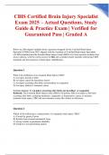 CBIS Certified Brain Injury Specialist Exam 2025 &ndash; Actual Questions&comma; Study Guide & Practice Exam &vert; Verified for Guaranteed Pass &vert; Graded A