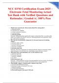 NCC EFM Certification Exam 2025 &ndash; Electronic Fetal Monitoring Actual Test Bank with Verified Questions and Rationales &vert; Graded A &vert; 100&percnt; Pass Guarantee